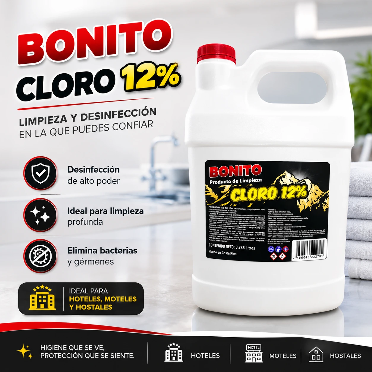 Cloro Galón 12% marca Bonito