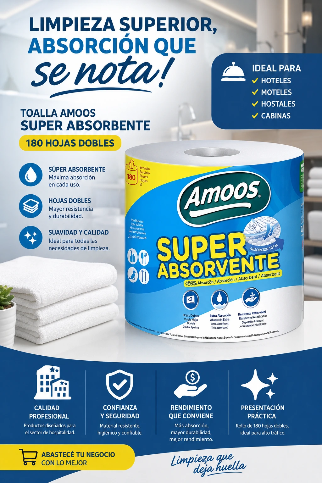 Toalla cocina Absorbente 180 hojas Amoos