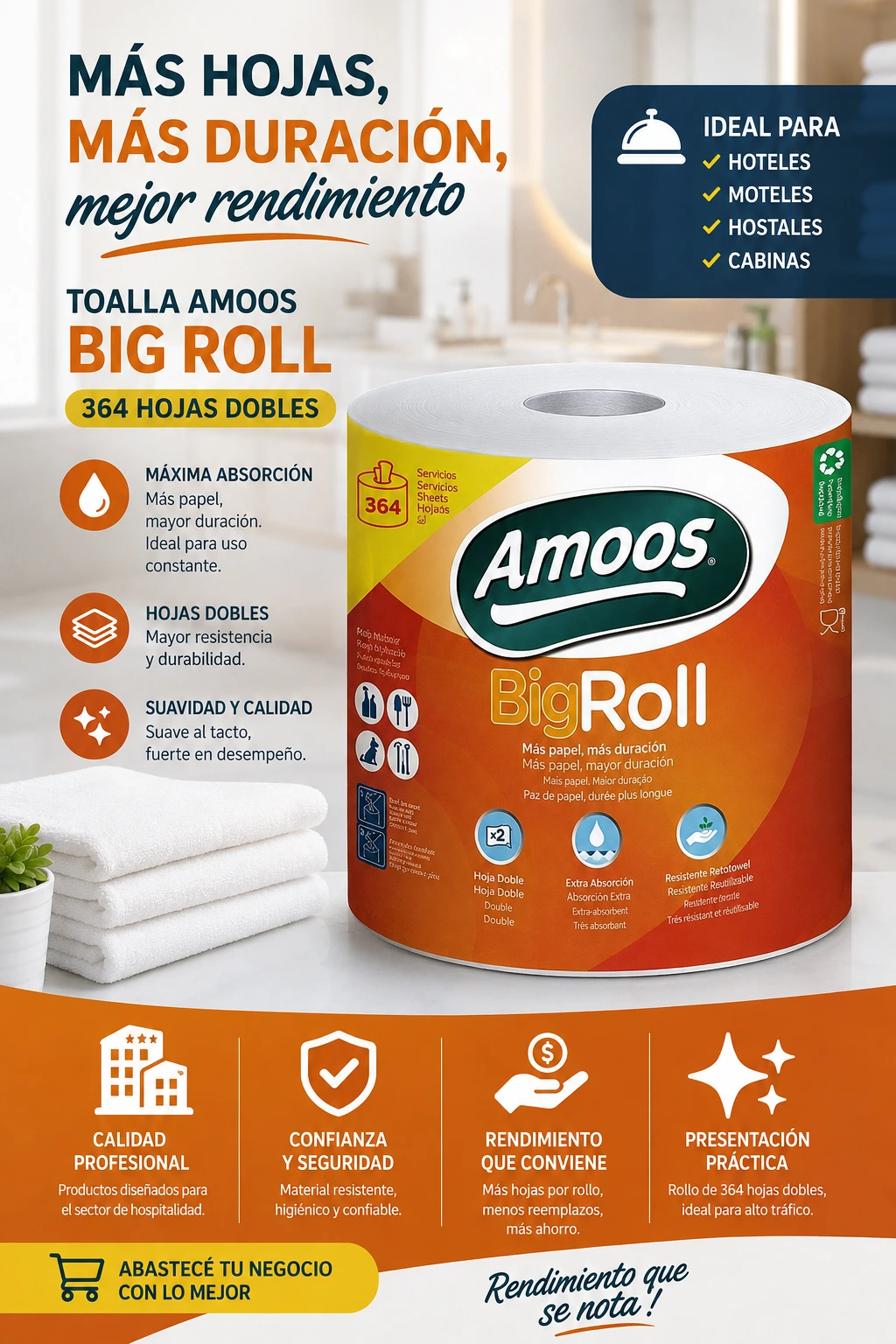 Toalla cocina Big roll 364 hojas Amoos