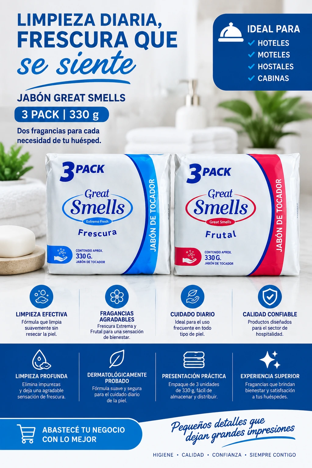 Jabón pastilla Great Smells 3 pack 330 gramos